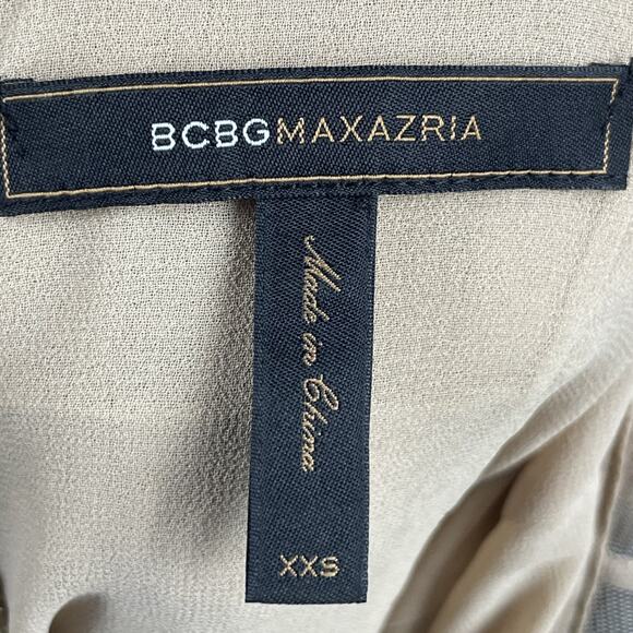 BCBGMAXAZRIA Averil Mesh Sequin Tiered Mini Dress XXS Nude Black Tan - Picture 8 of 10